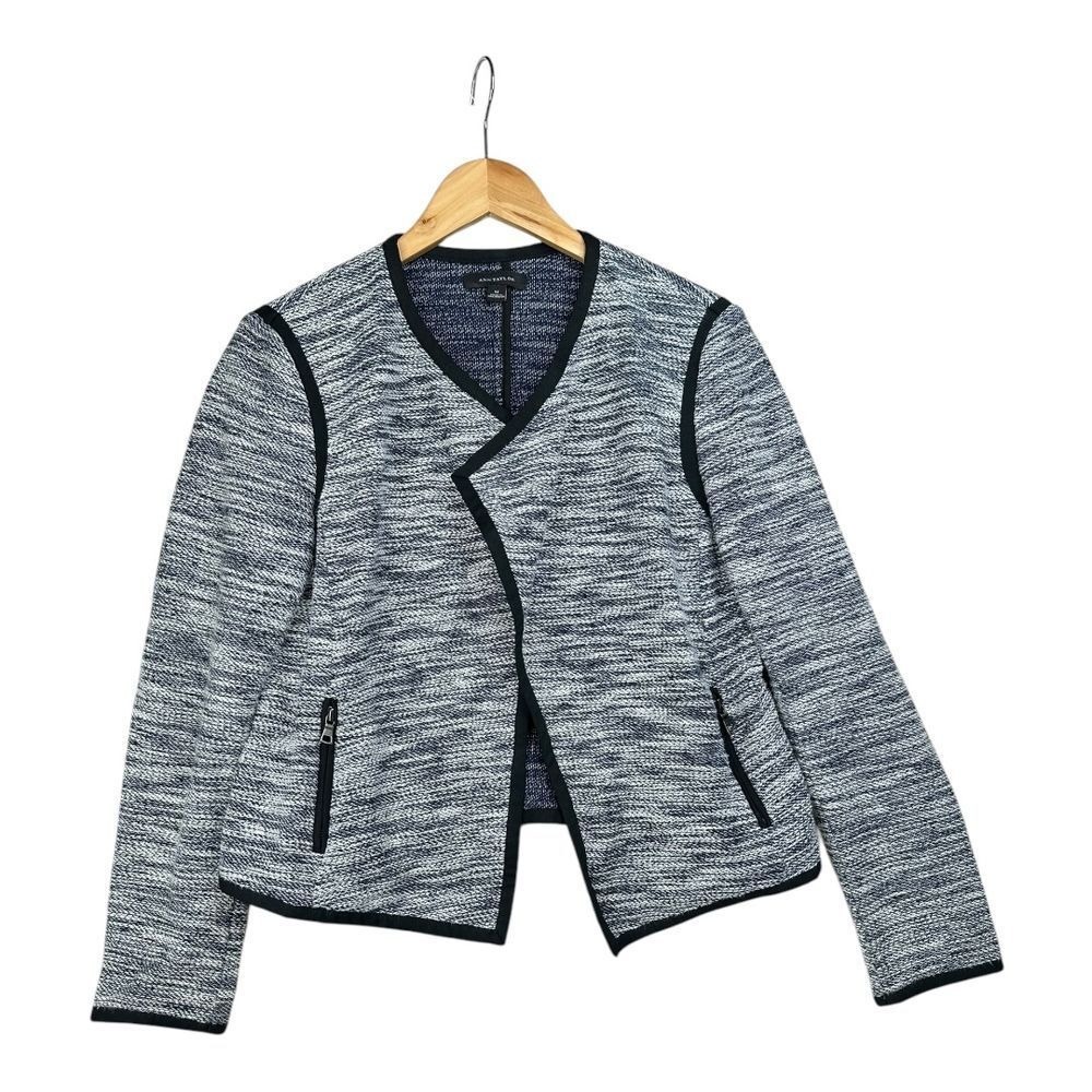 Ann Taylor Open Front Blazer Jacket size‎ Medium Black/White